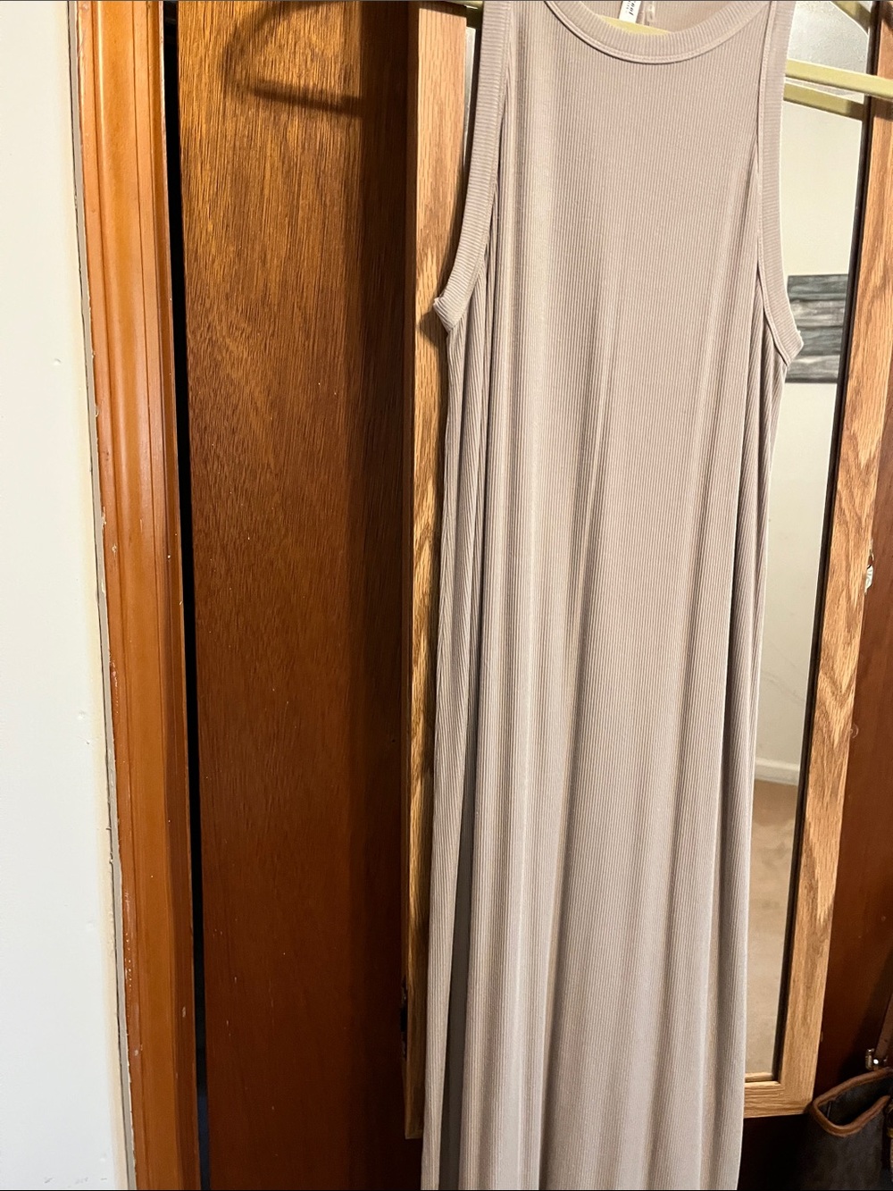 BE COOL Sleeveless Ribbed Maxi Dress in Taupe